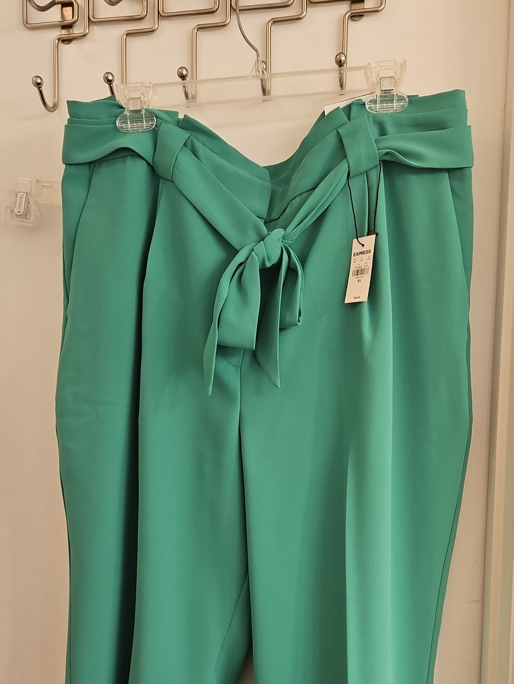 Express Women's Teal Paperbag Tie-Waist Trousers